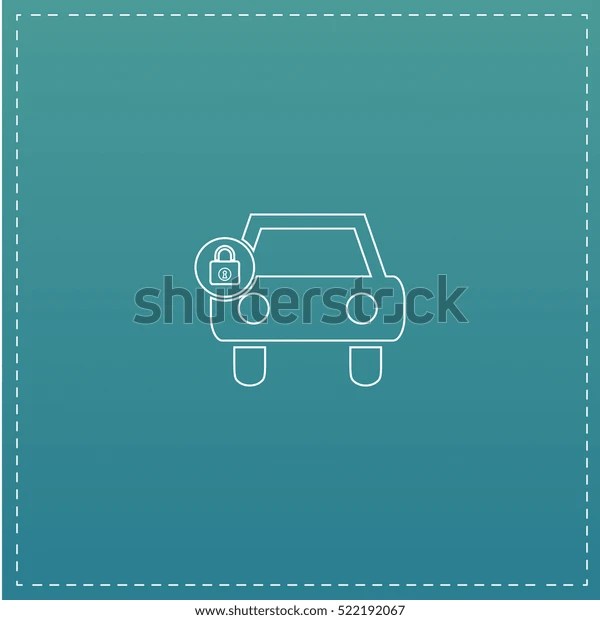 Car Lock Simple Line Vector Button Stock Vector (Royalty Free