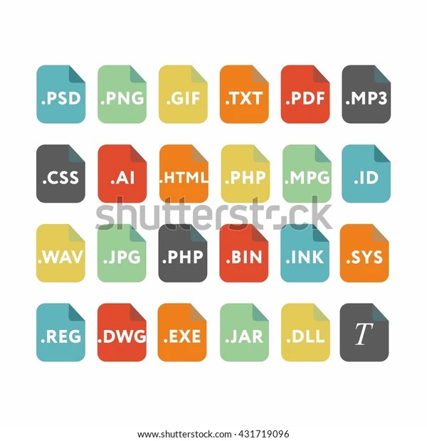 code file formats script type icons format flat icon set eps 10