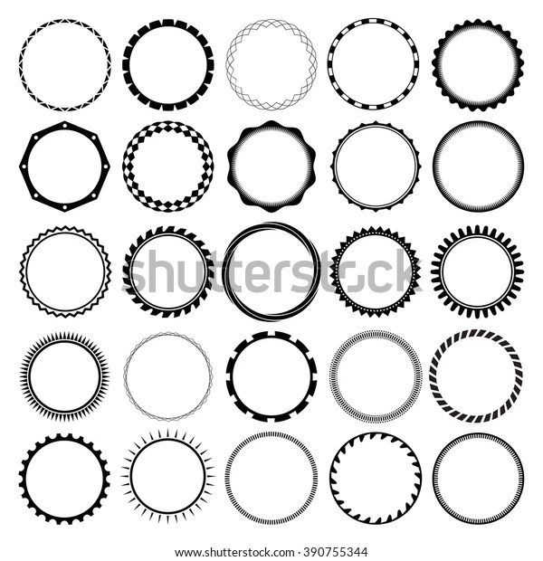 Collection of Round Decorative Border Frames with Clear Background. Ideal for vintage label designs.