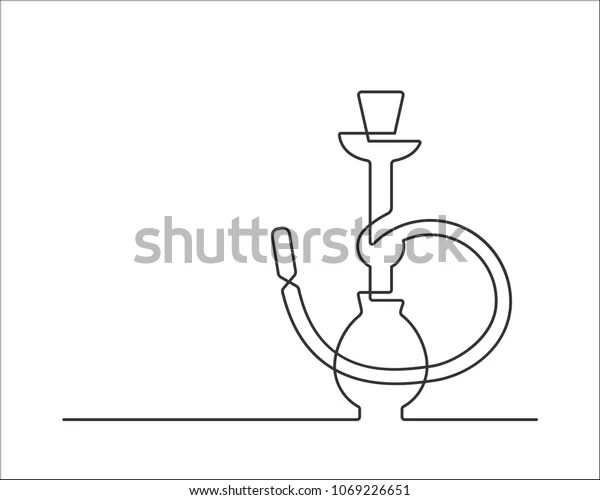 Continuous Line Drawing Hookah Vector Illustration стоковая векторная