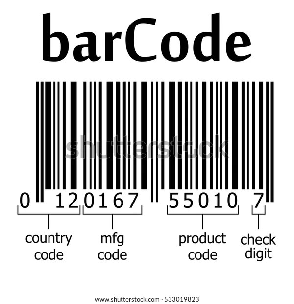 decoding EAN13 barcode, name bar code element, vector template