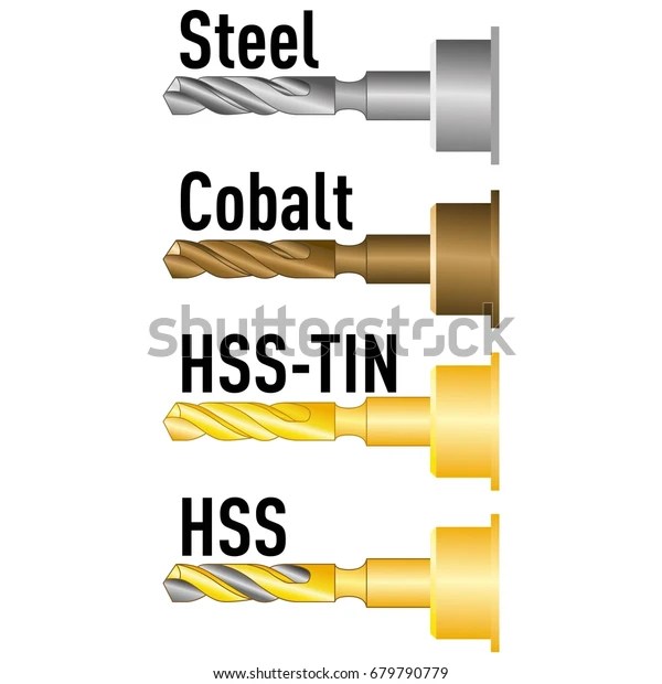 Different Types Drill Bits Different Metals Stock Vector (Royalty Free