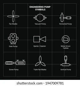 Engineering Drawing Symbol Pump Symbol Vector Stock Vector (Royalty