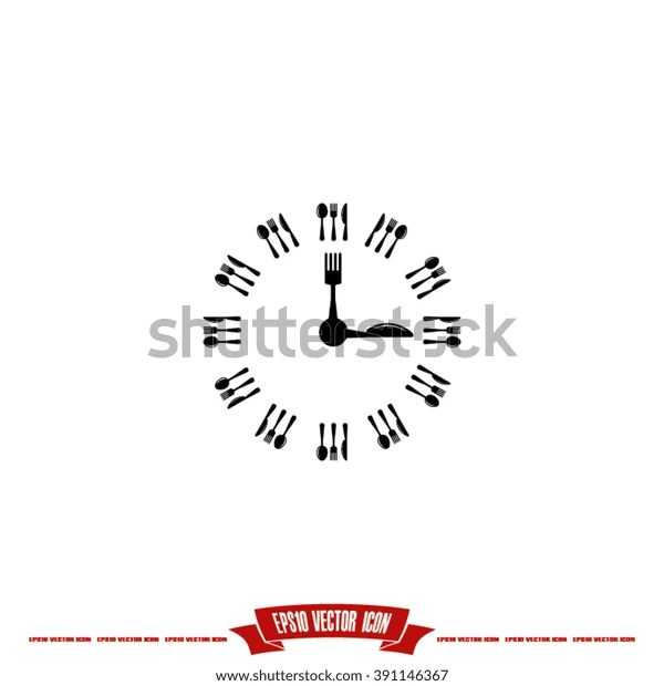 Fork Knife Clock Icon Vector Stock Vector (Royalty Free) 391146367 Shutterstock