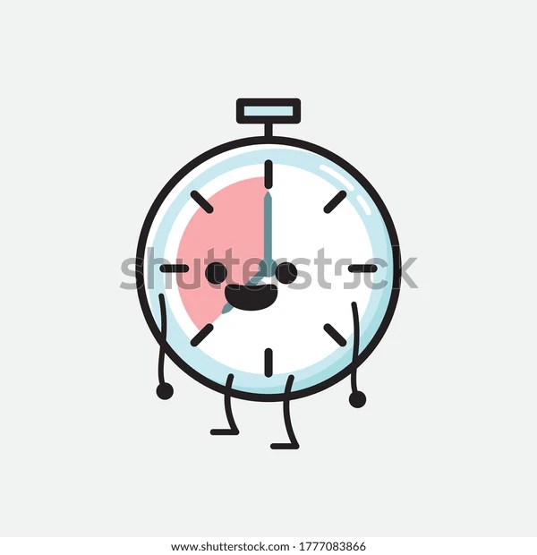 Illustration Cute Timer Clock Vector Character Stock Vector (Royalty