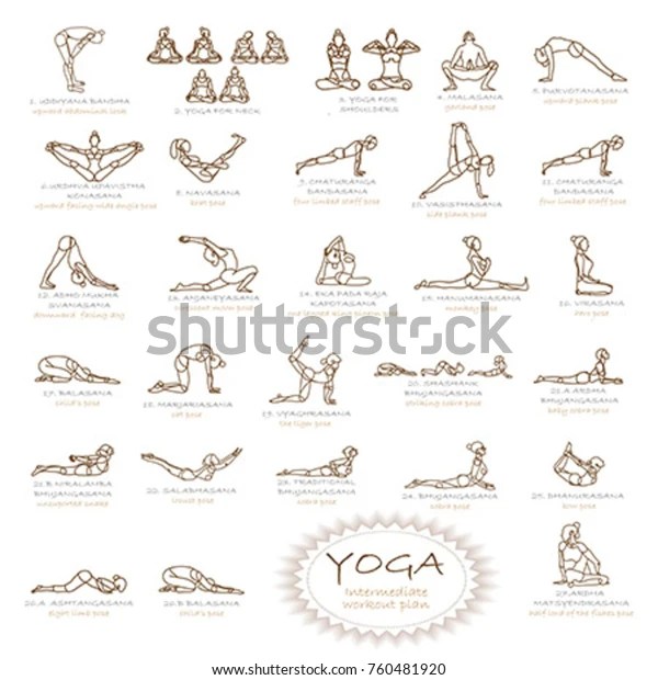 Intermediate Yoga Workout Plan Stock Vector (Royalty Free) 760481920