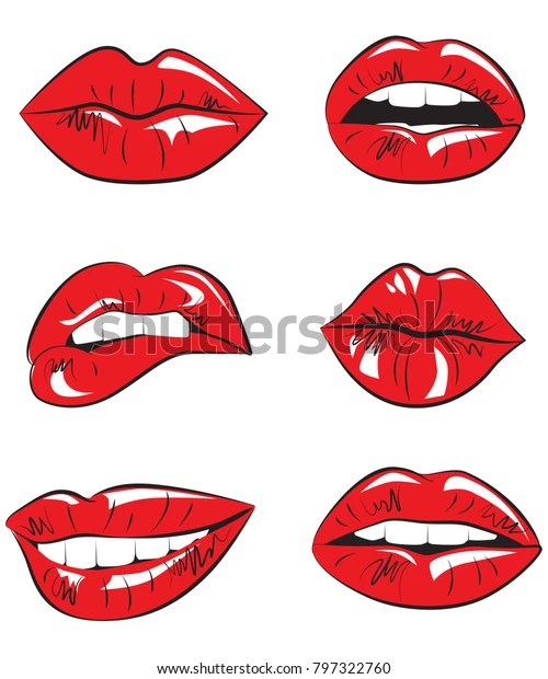 Lips Were Painted Stockvektor (royaltyfri) 797322760