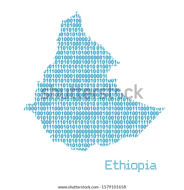 Map Ethiopia Binary Code Vector Illustration เวกเตอร์สต็อก (ปลอดค่า