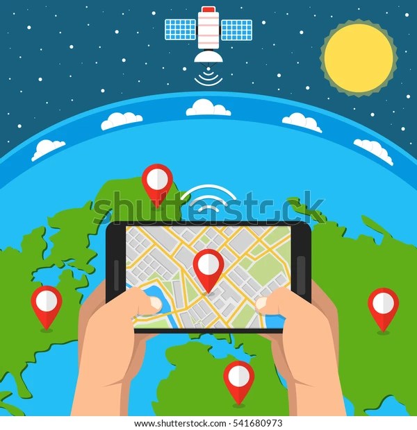 Mobile Gps Navigation Map Pointer On Stock Vector (Royalty Free) 541680973