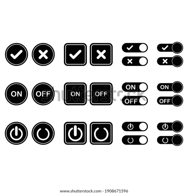 On Off Button Icon Set Vector Stock Vector (Royalty Free) 1908671596