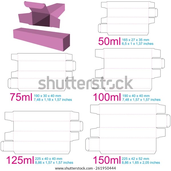 Packaging Toothpaste Box Set Template 50ml 스톡 벡터(로열티 프리) 261950444 Shutterstock
