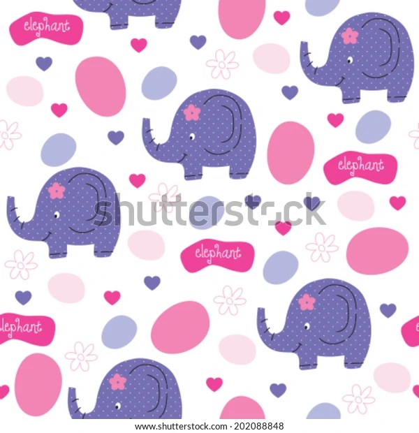 Polka Dots Elephant Pattern Vector Illustration Stock Vector (Royalty
