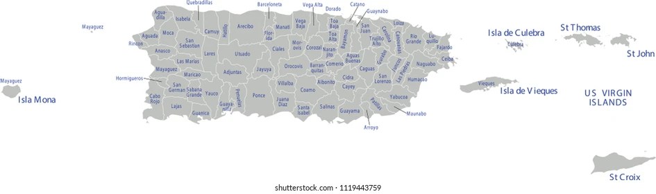 Puerto Rico County Map Puerto Rico County Map Vector Outline Stock Vector (Royalty Free) 1119443759 | Shutterstock