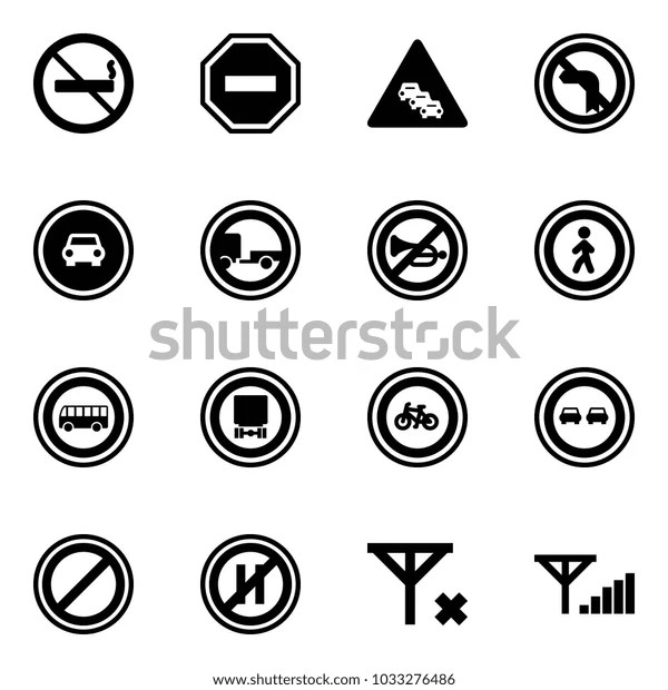 Solid vector icon set no smoking sign vector, way road, multi lane