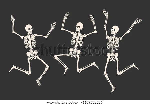 Three Dancing Skeletons Isolated On Black Stock Vector (Royalty Free