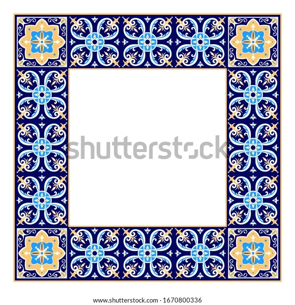Tile Frame Vector Border Ceramic Pattern เวกเตอร์สต็อก (ปลอดค่า