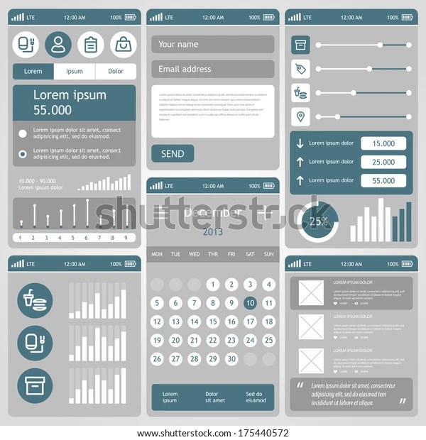 User Interface Elements Mobile Applications Eps Stock Vector (Royalty