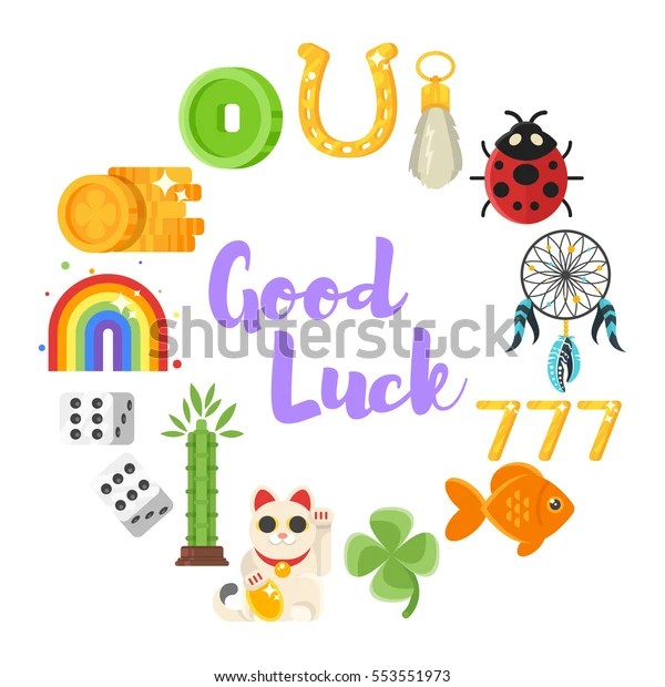 Vector Flat Style Set Luck Objects Stock Vector (Royalty Free) 553551973