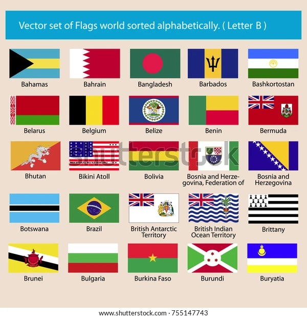Vector Set Flags World Sorted Alphabetically Stock Vector (Royalty Free