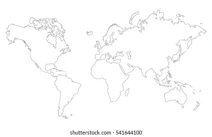 Vektor Stok Vector World Map Without Countries Plain (Tanpa Royalti