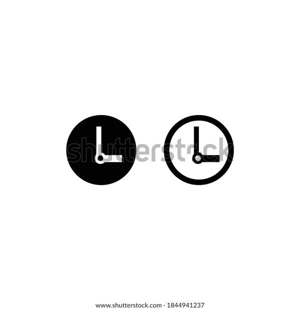Wall Clock Logo Full Black Color Stock Vector (Royalty Free) 1844941237
