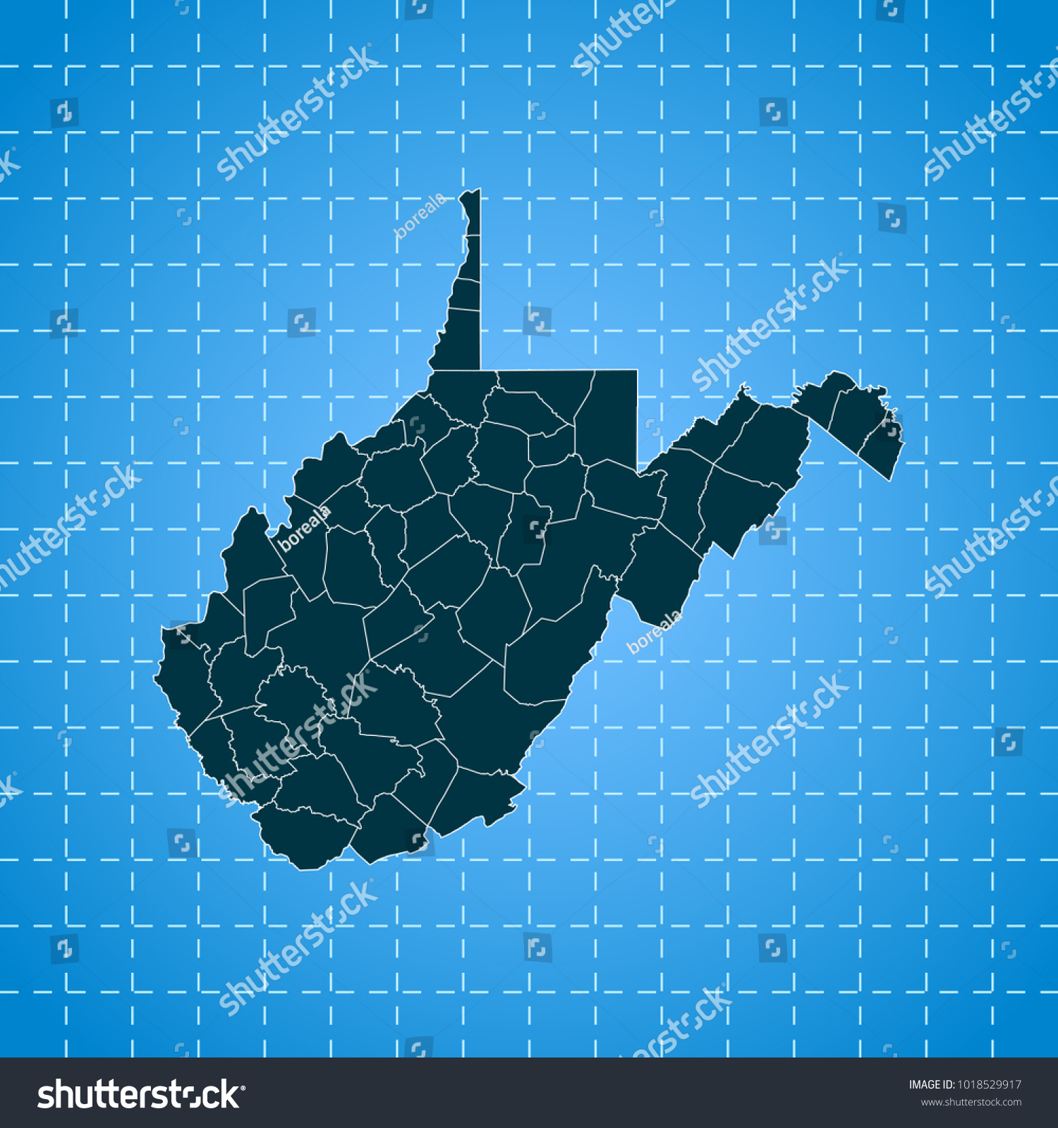 map of West Virginia Royalty Free Stock Vector 1018529917