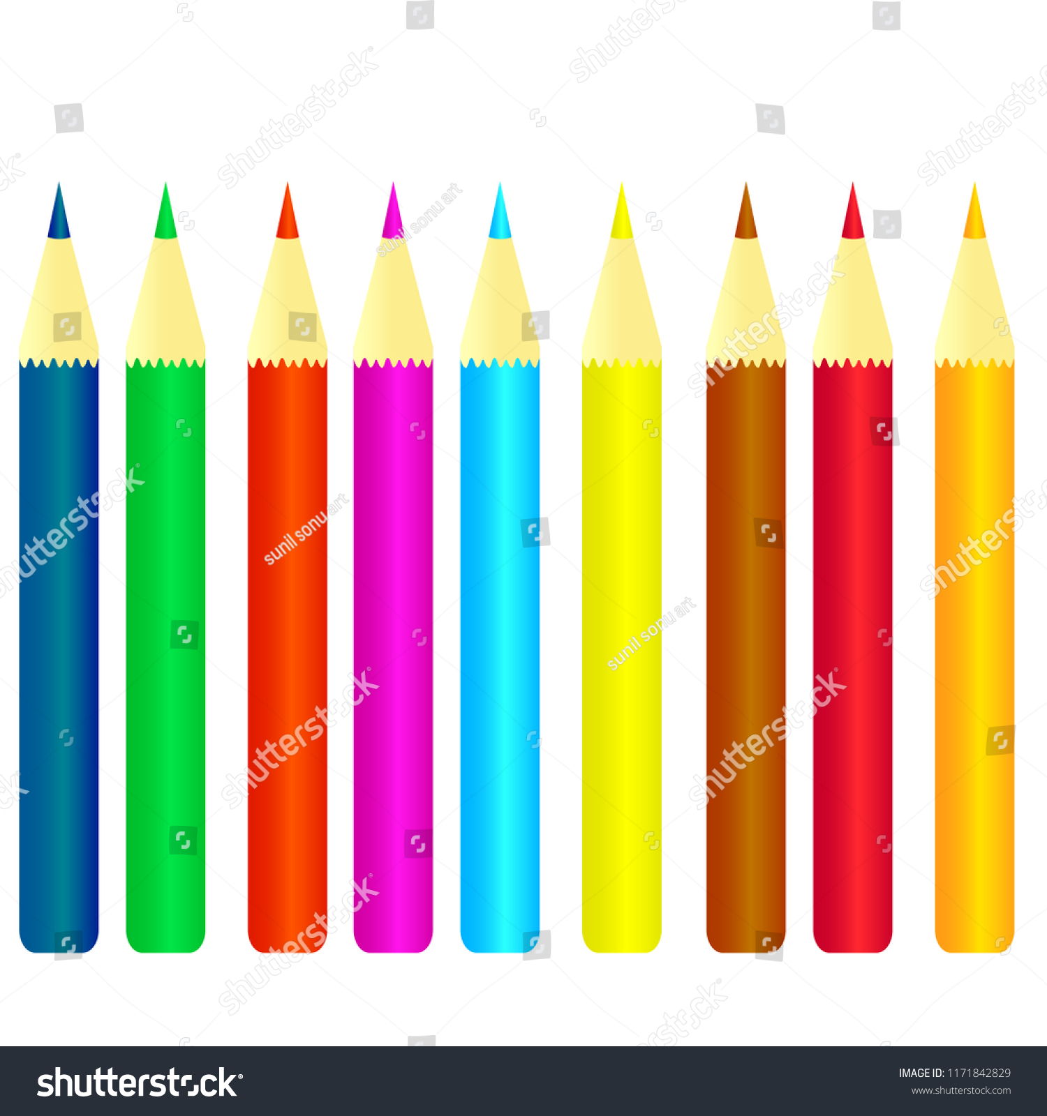 Color crayons pencil vectors design arts and Royalty Free Stock