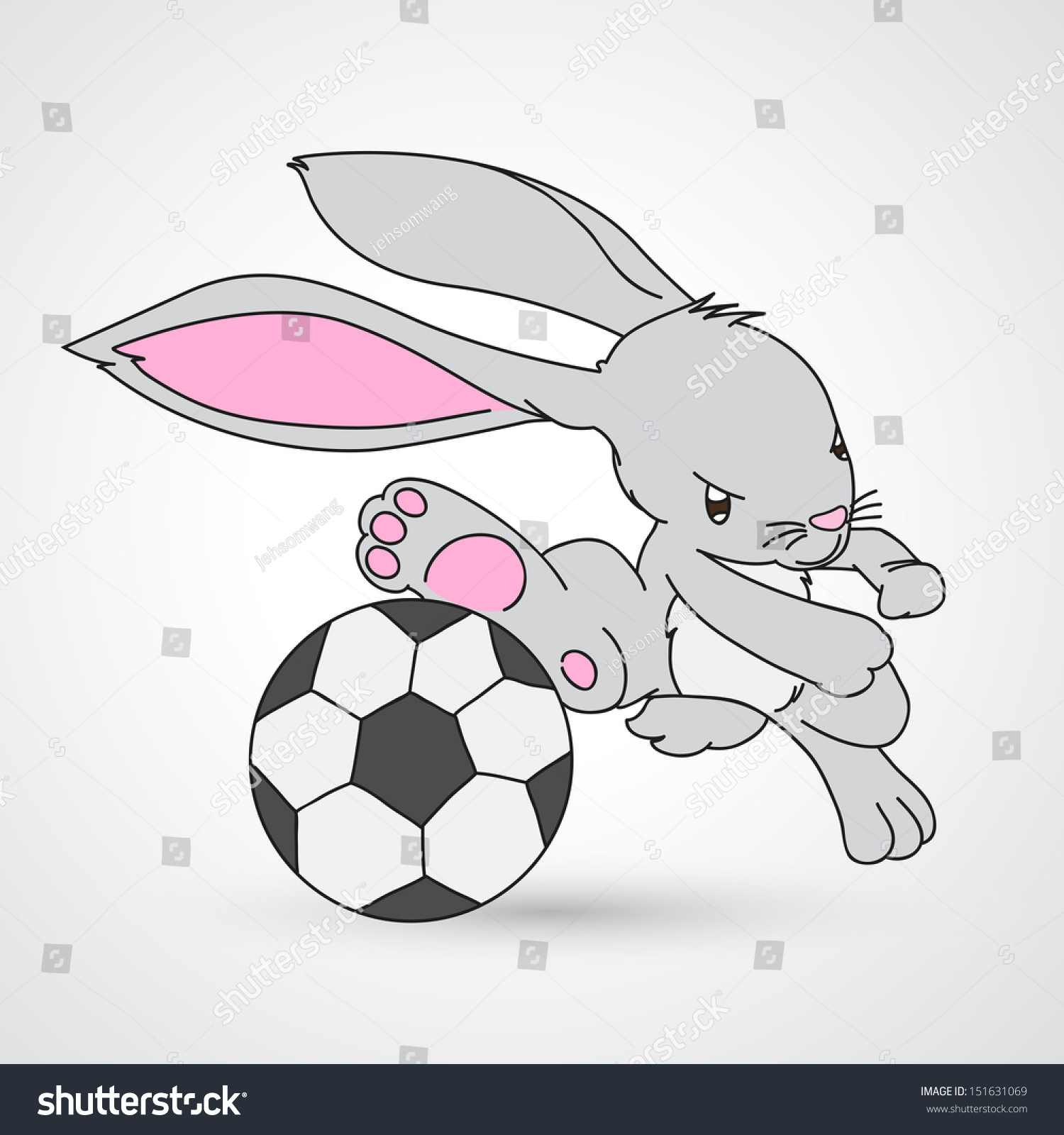 illustration of isolated rabbit playing football Royalty Free Stock