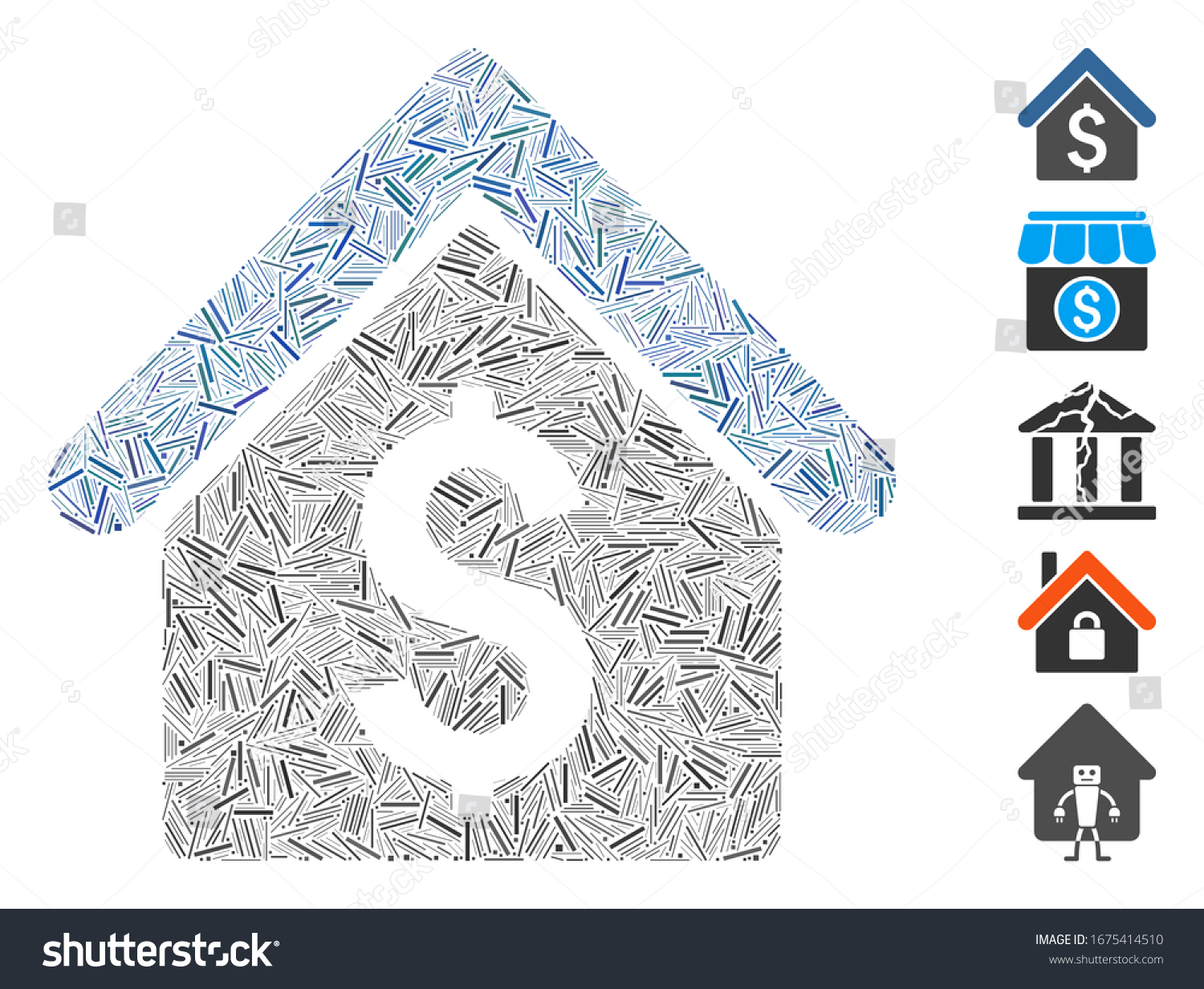 Dash Mosaic based on house rent icon. Mosaic Royalty Free Stock