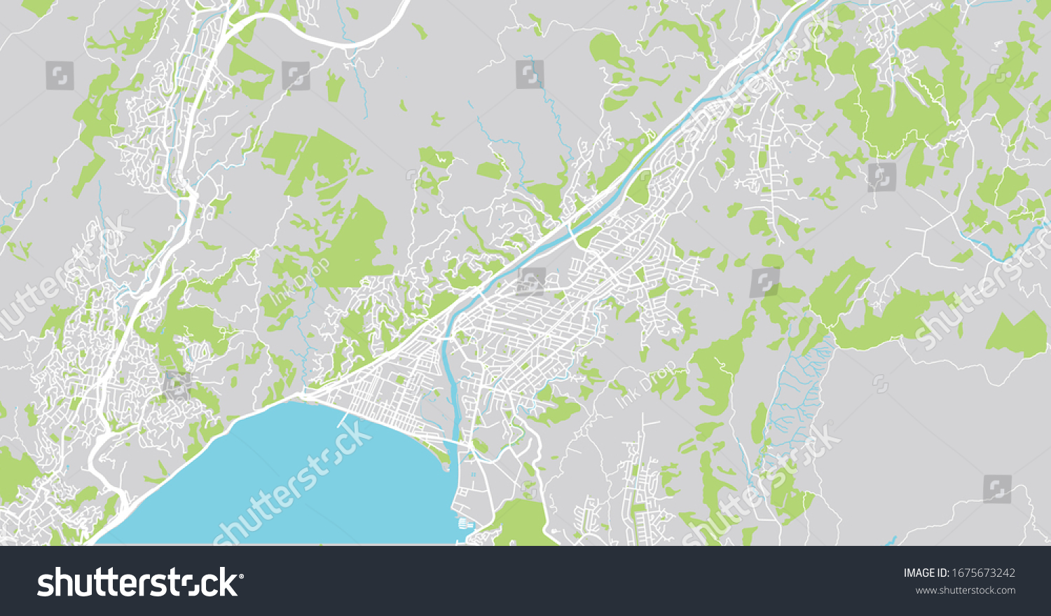Urban vector city map of Lower Hutt, New Zealand Royalty Free Stock