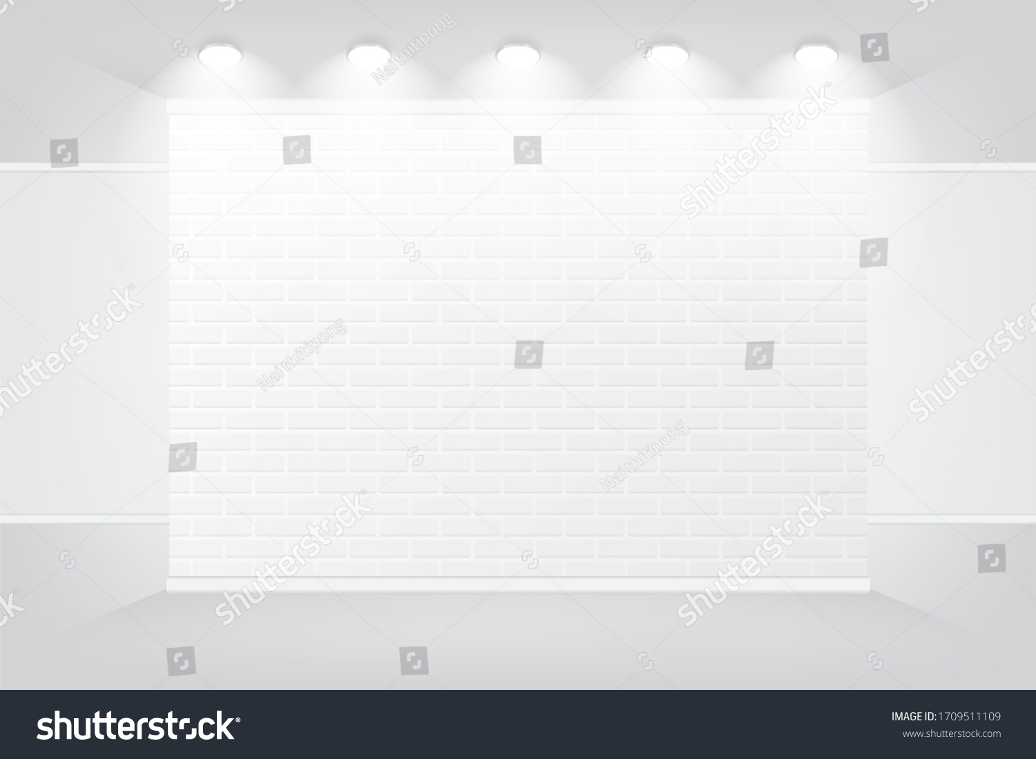 Modern white brick wall studio texture with Royalty Free Stock Vector