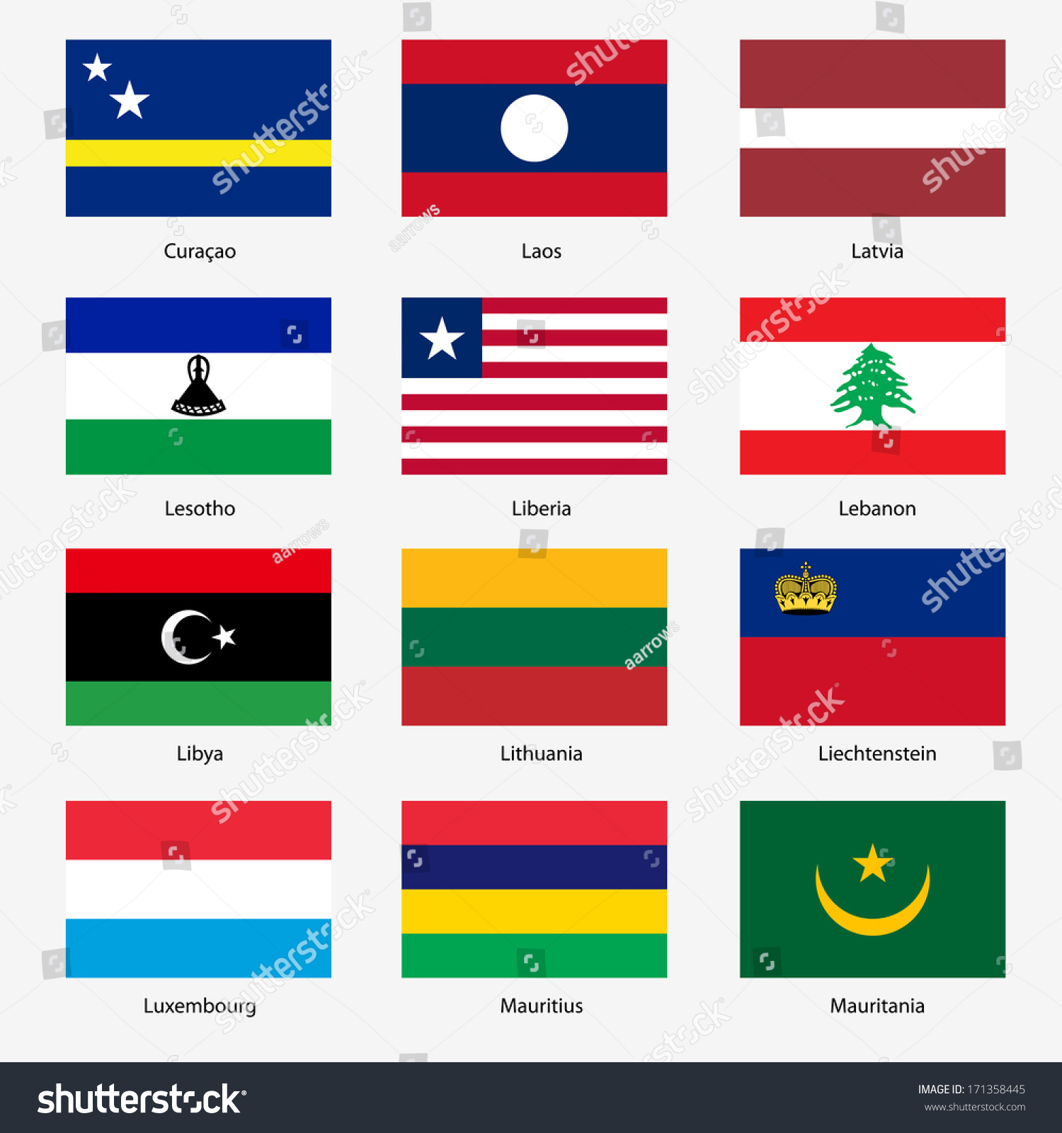Set Flags of world sovereign states. Vector Royalty Free Stock Vector