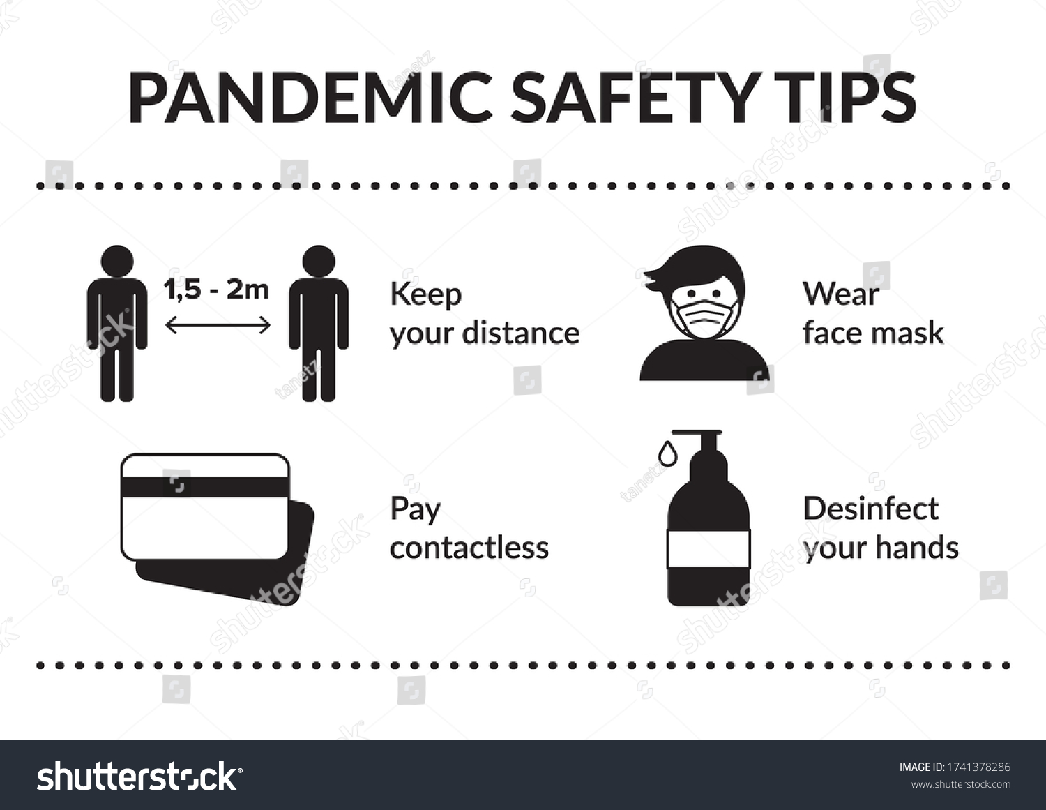 Pandemic safety tips infographics. Vector Royalty Free Stock Vector