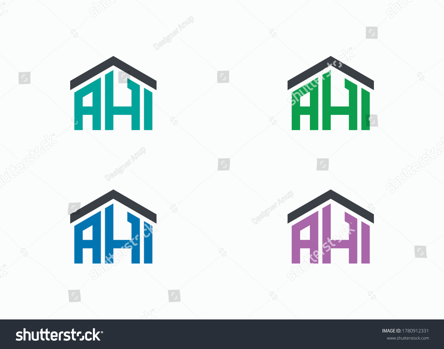 AHI Letter Based Real Estate Logo Design Royalty Free Stock Vector