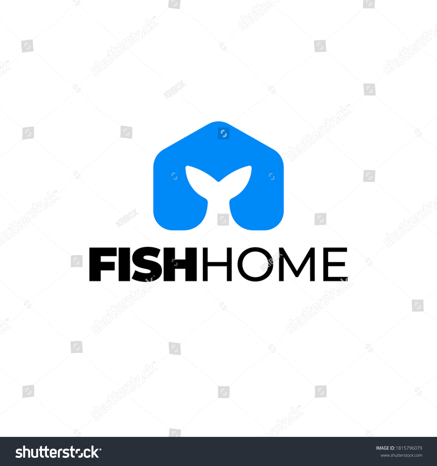 fish house logo design template Royalty Free Stock Vector 1815796079