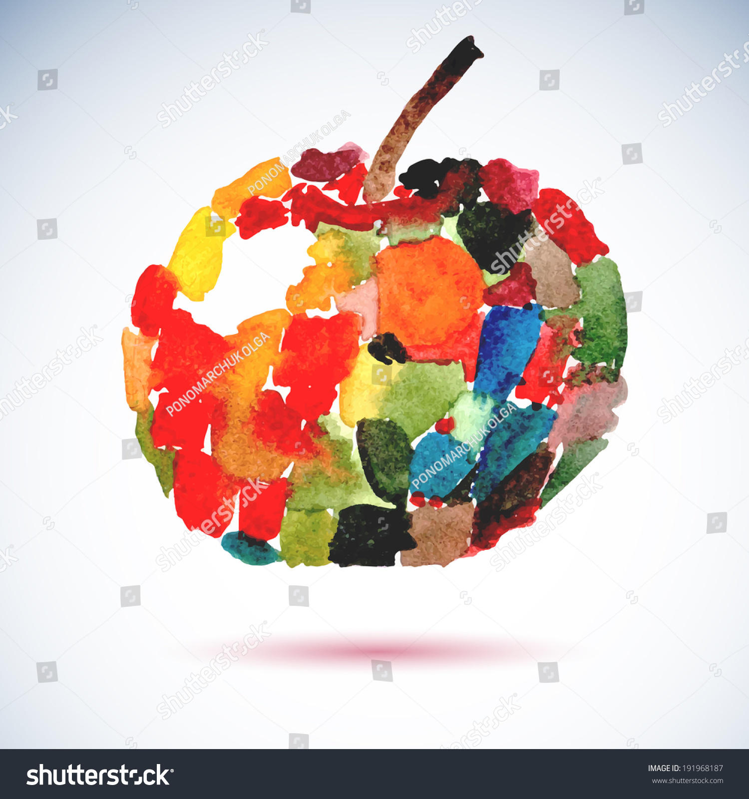 Apple. Watercolor painting Royalty Free Stock Vector 191968187