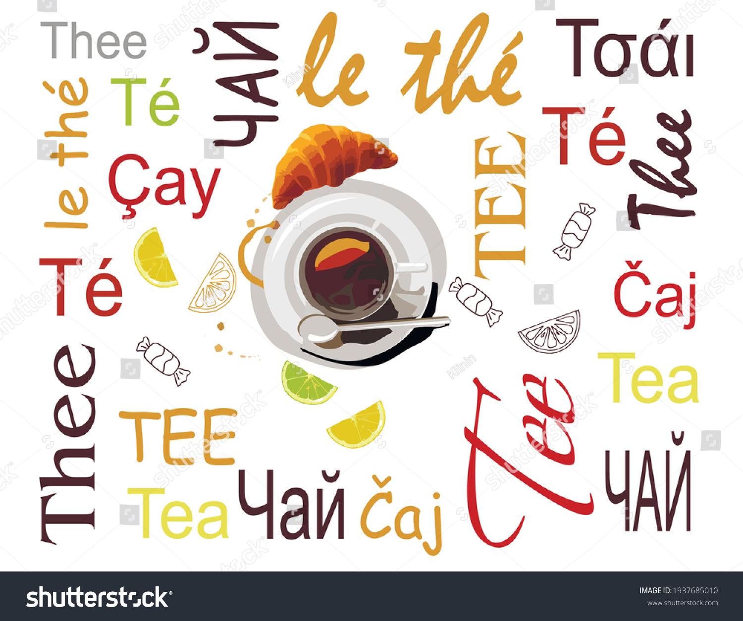 A cup of black tea is on a saucer and on a white Royalty Free Stock