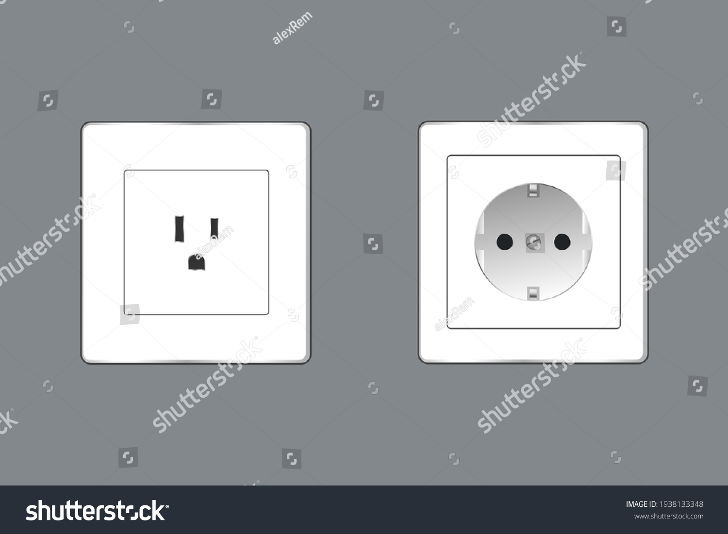 two realistic voltage outlets with different Royalty Free Stock