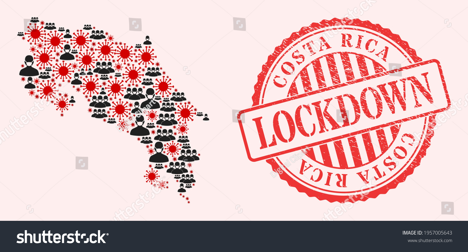 Vector mosaic Costa Rica map of coronavirus, Royalty Free Stock