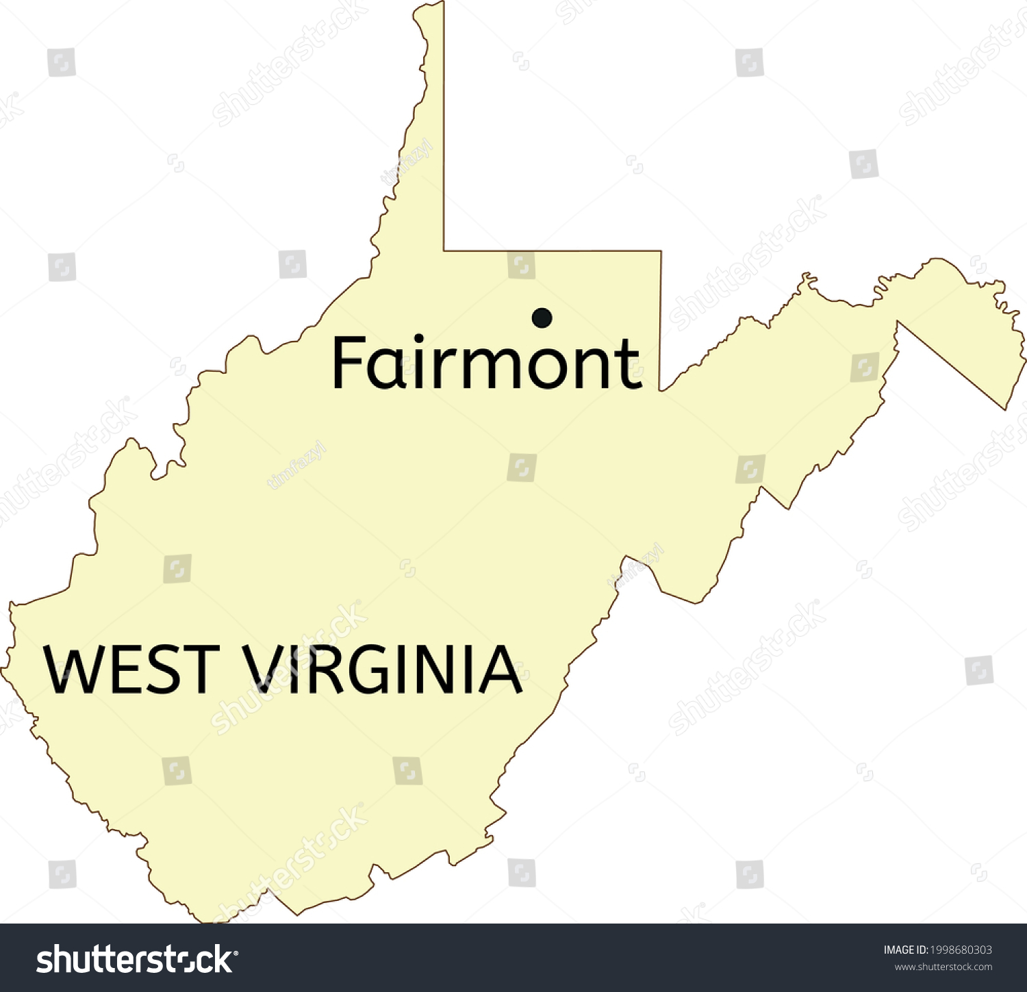 Fairmont city location on West Virginia state Royalty Free Stock