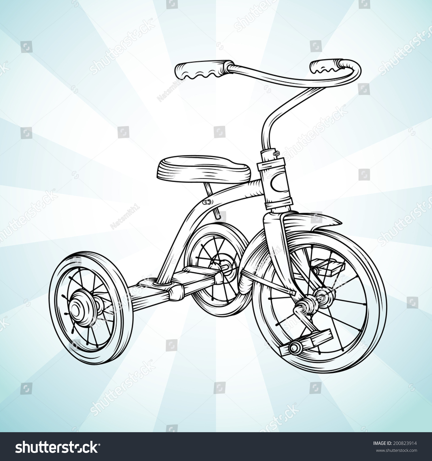 Vector Drawing of a tricycle/Line drawing Royalty Free Stock Vector