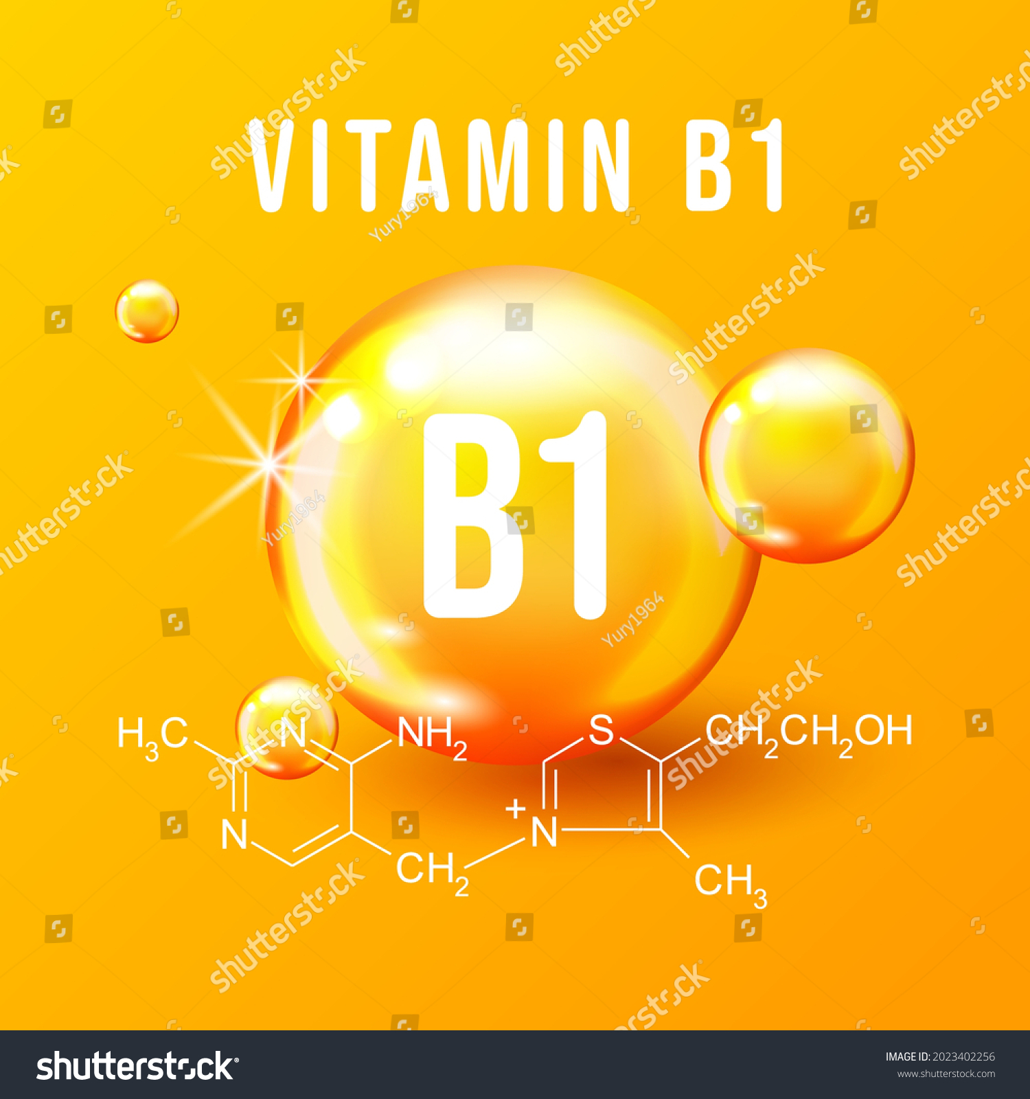 Vitamin B1 chemical formula vector illustration. Royalty Free Stock