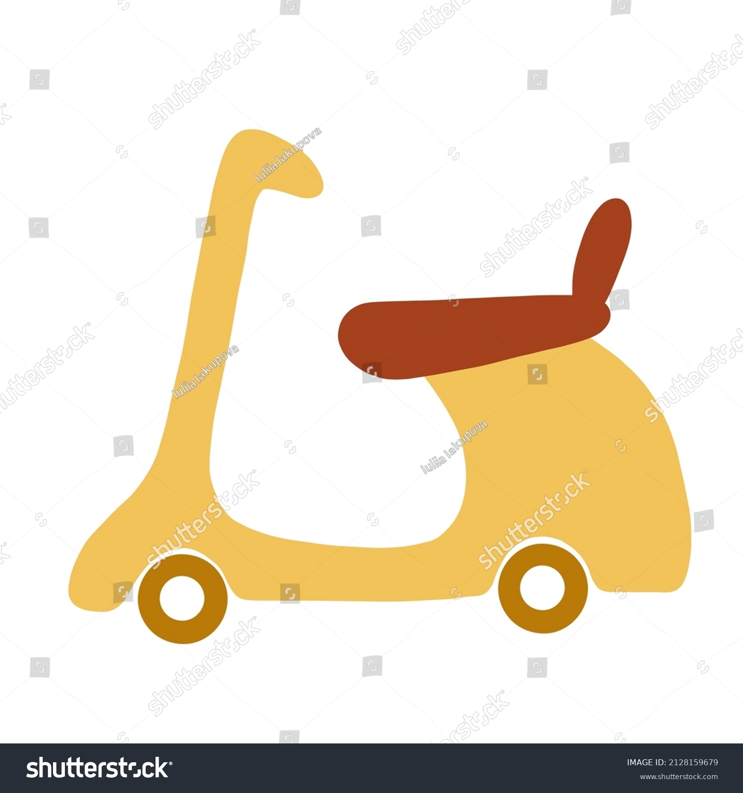 Cartoon two wheeled vehicles scooter in yellow Royalty Free Stock Vector 2128159679