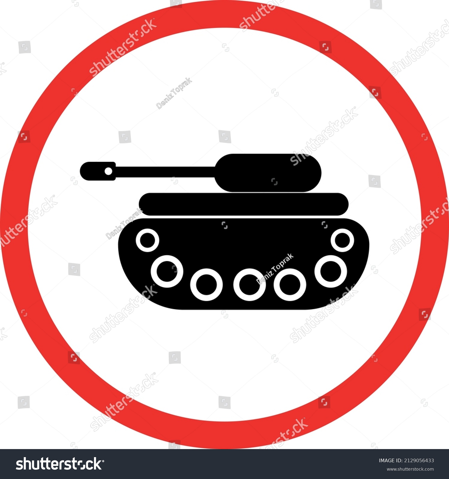 No Entry For Tanks Road Sign Royalty Free Stock Vector 2129056433