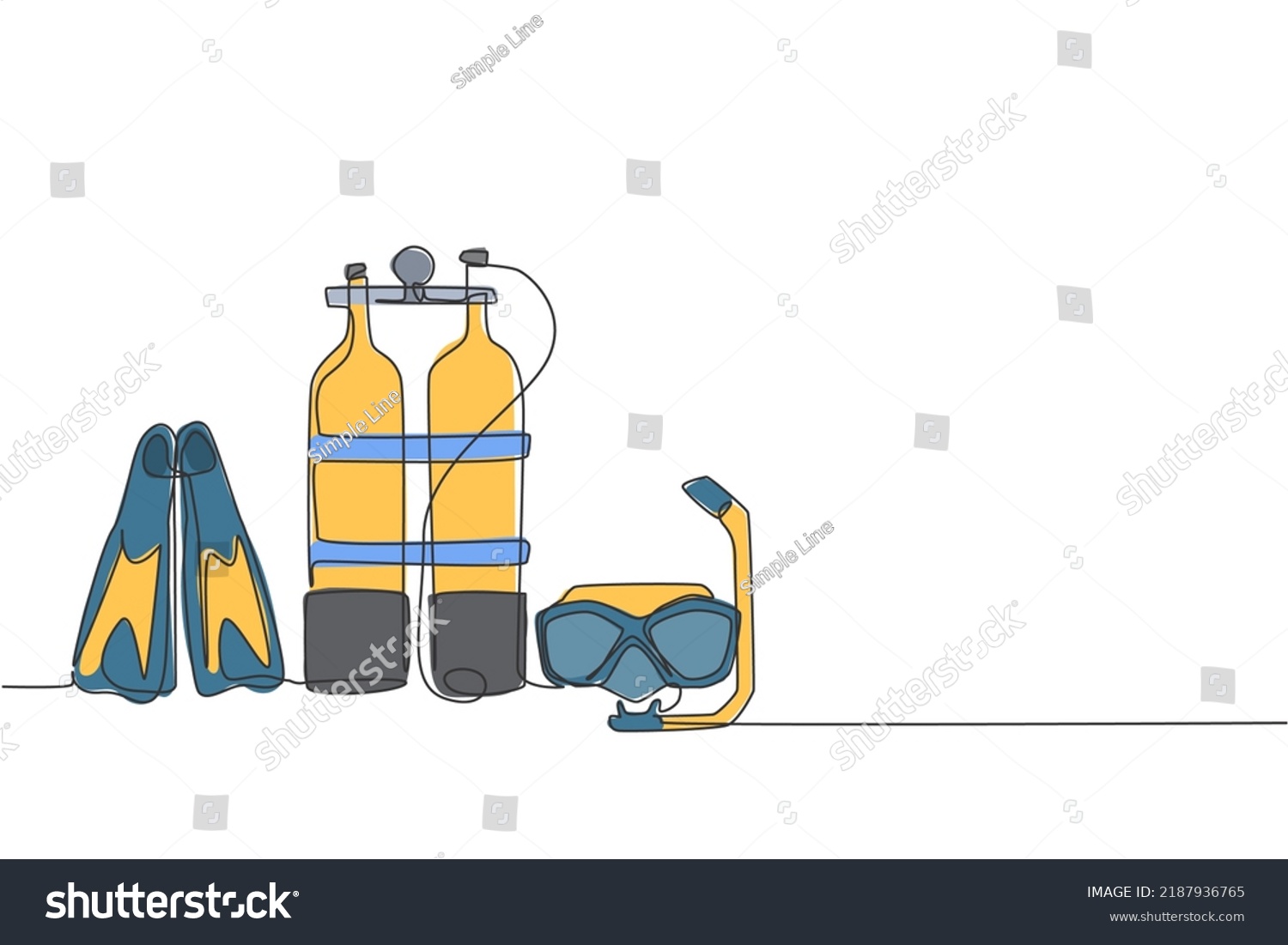 One single line drawing of wetsuit, swimsuit, Royalty Free Stock