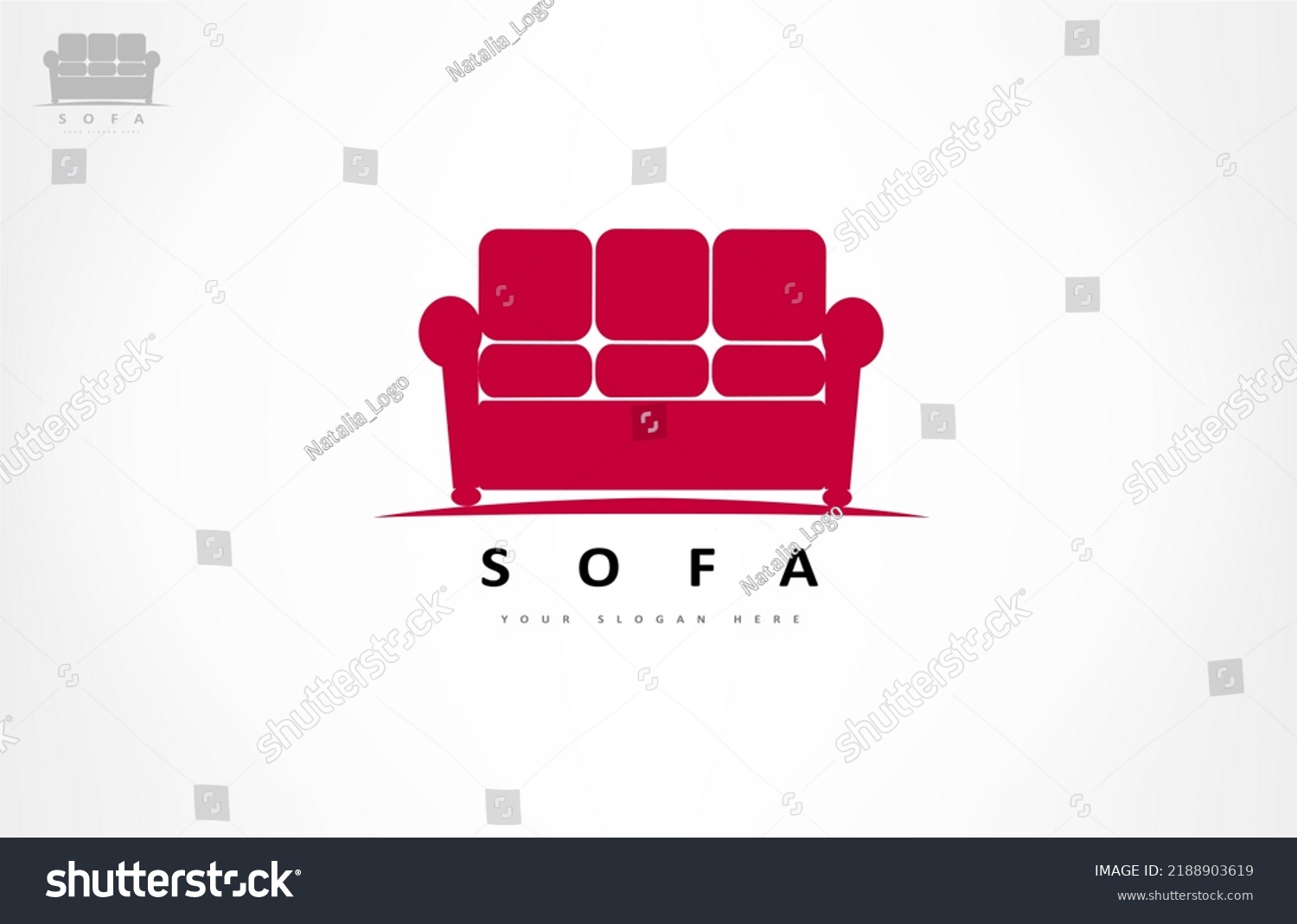 Sofa logo vector. Upholstered furniture design. Royalty Free Stock