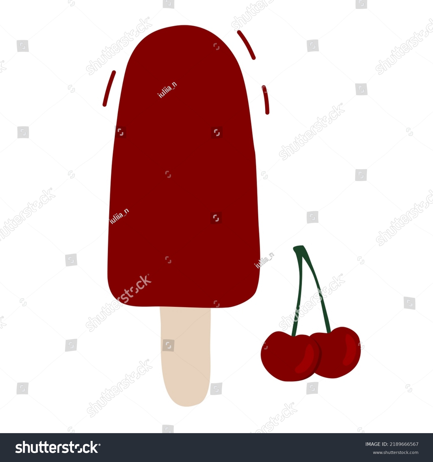 Cherry ice cream lollipop or popsicle with Royalty Free Stock Vector 2189666567