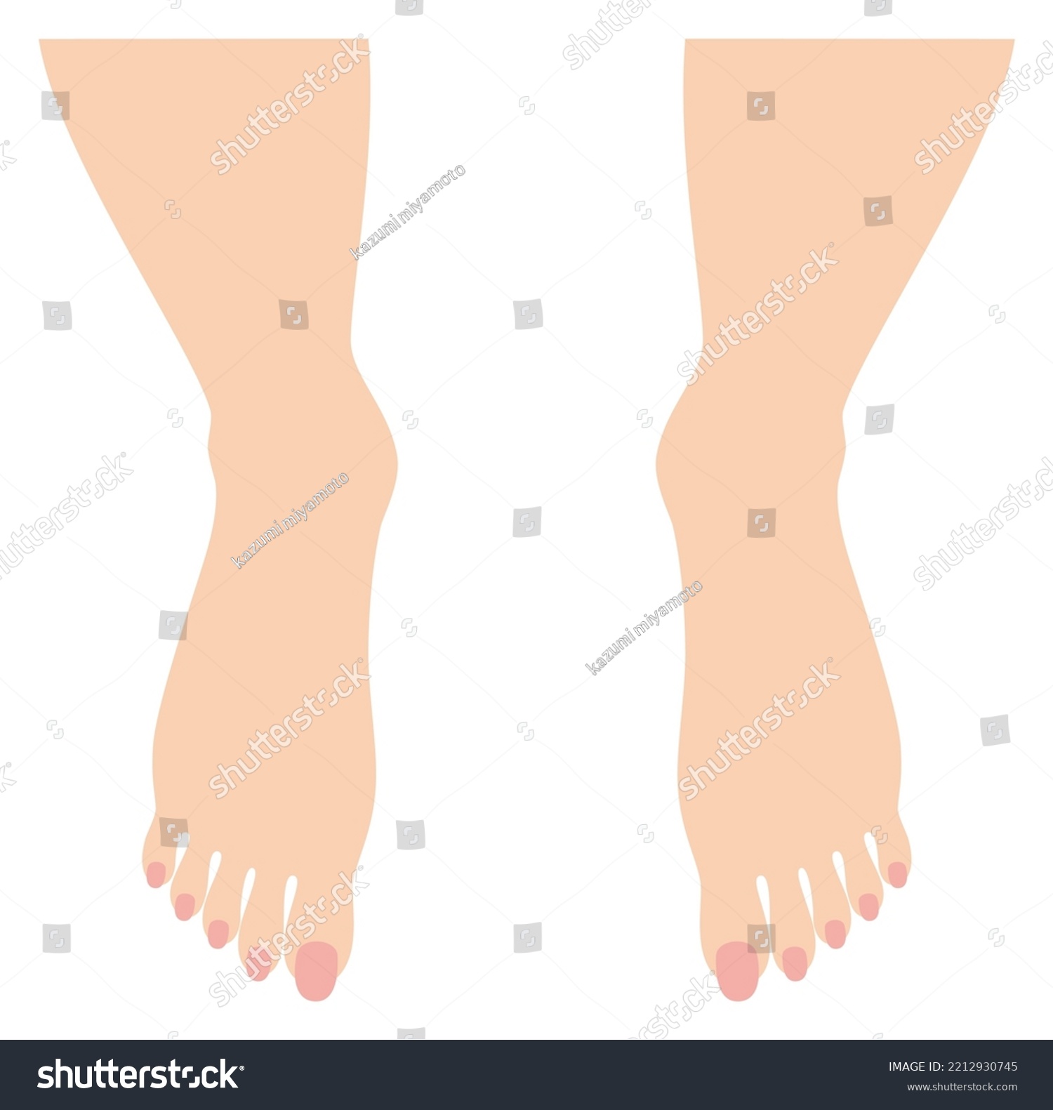 Beautiful barefoot people's feet . Female toes. Royalty Free Stock