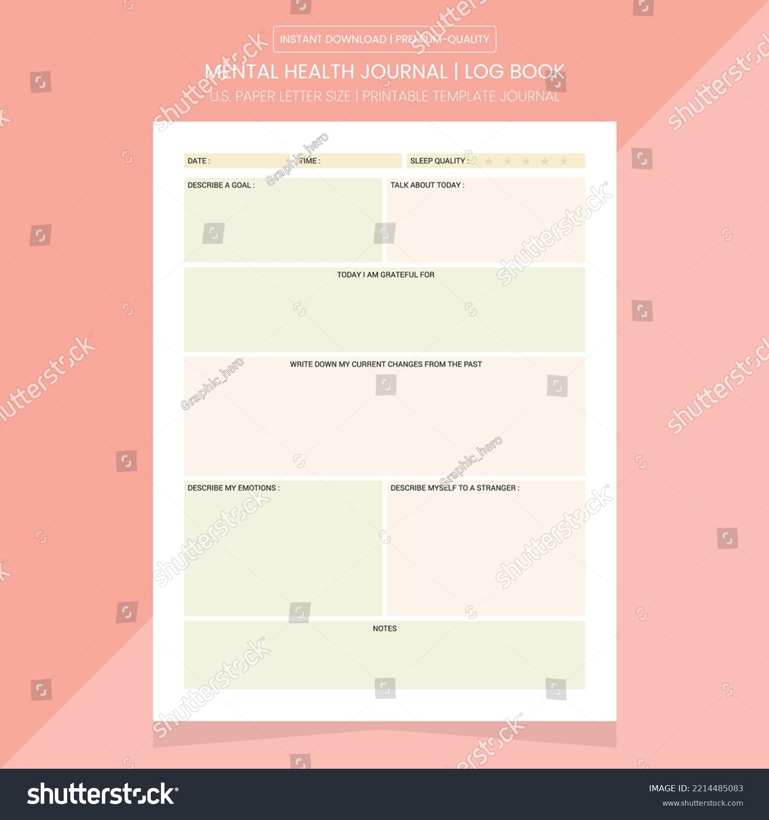 Mental Health Journal Mental Health Log Book Royalty Free Stock