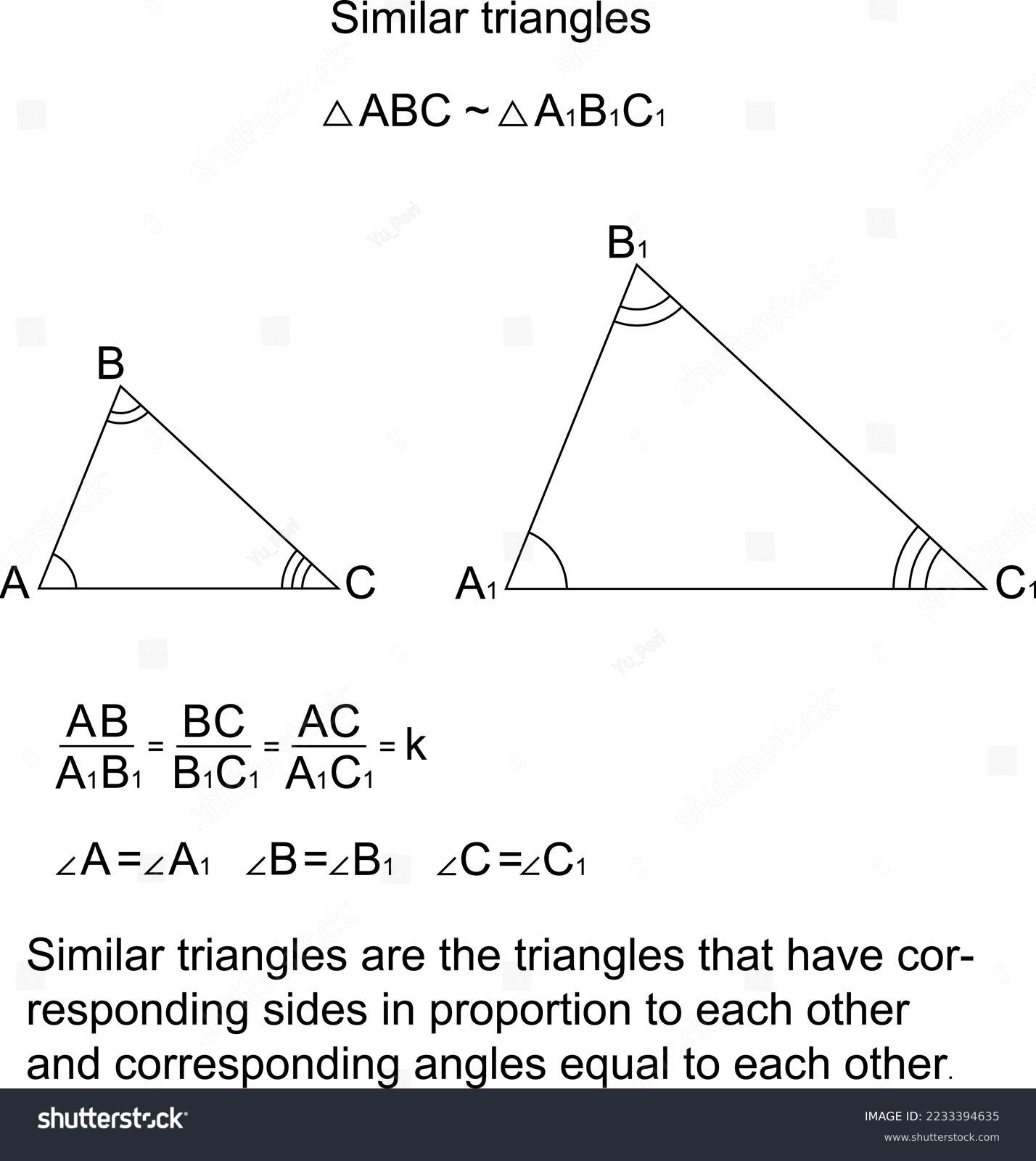 Similar triangles are the triangles that have Royalty Free Stock